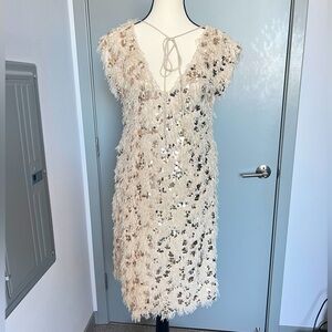 New Feather golden sequins dress